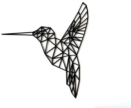 Pet-Jos Kolibri 33 cm Wanddeko Holz Wanddekoration Hummingbird Wooden Wall Decoration Wall Art Geometrische Ornamente Minimalistische Wandkunst Hängende Dekoration