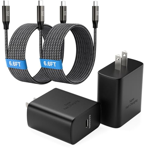 Super Fast Charger Type C, [2 Pack] USB-C Charger PD/PPS Wall Charging Block for Samsung Galaxy S26 Ultra/S25 Ultra/S25+/S25/S24/S23 Ultra/S23+/S22 Ultra/S22+/S20 Ultra, Tab S8(with 2X 6.6ft Cable)