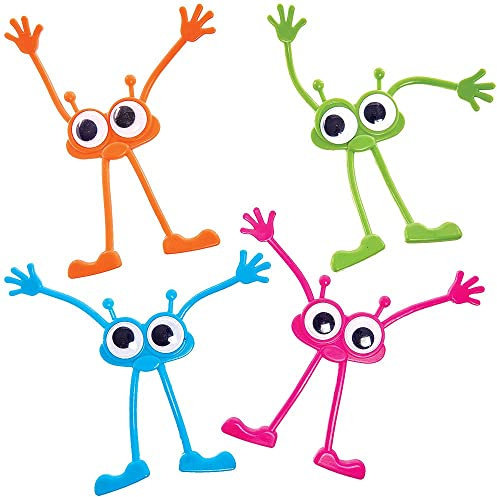 Baker Ross FX415 Biegbare Monster Mitgebsel-4er Pack, Kleines Kinderspielzeug, Halloween Biegespielzeug für Kinder, Ideal für Kindergeburtstag oder Halloweenparty Gastgeschenke