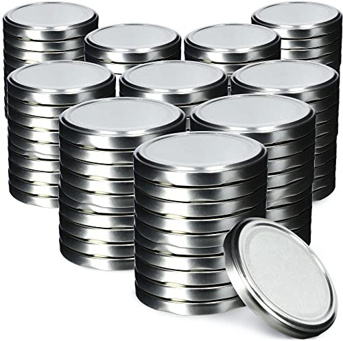 KADAX Jar Lids Ø 82 mm, Secure Metal Lids with Six Threads, Jar Seals Replacement, Twist Off Closure for Pickling and Preserving (Silver, Set of 100)