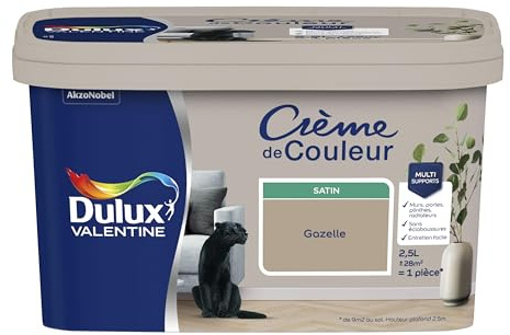 Dulux Valentine Crème de Couleur - Peinture multi-supports intérieure - Satin Gazelle 2,5 L