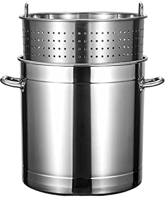 Olla de SOPA de acero inoxidable para la olla frita de Pavo de marisco de cangrejo, con cesta de filtro y tapa, para cocinar langosta de cangrejo al vapor al aire libre/Siliver / 50L