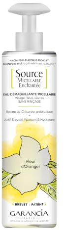 Garancia Source Micellaire Enchantée Eau Démaquillante 5en1 Oranger 400ml | Actif breveté et prébiotique de chicorée. Démaquille, nettoie, apaise, hydrate et illumine, fragrance Fleur d'Oranger