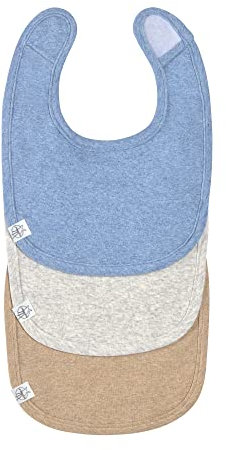 LÄSSIG Bébé Set de bavoirs (3 pcs.) Nouveau-né Bavoir à baver Velcro GOTS/Newborn Bib Set GOTS blue/light grey/nature melange