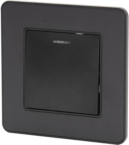 Zenitech Interrupteur Simple Complet va et Vient à Voyant 10A - métal Noir brossé - Kouro