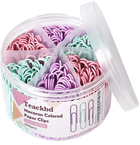 Macaron Colored Paper Clips, Large Paper Clip, 2 Jumbo Paper Clip,300pcs Big Paper Clips for Office Supplies