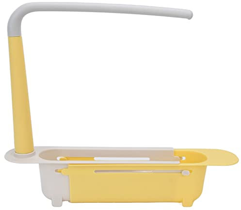 Soporte para Estante de Almacenamiento de Fregadero Telescópico, Estante de Almacenamiento de Fregadero de Gran Capacidad Ajustable, Estante de Drenaje Libre de Longitud de PP, Organizador(Amarillo)
