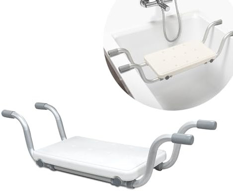 bimiti Badewannensitz Senioren, Badewannenbretter rutschfest Ausziehbare 72-82cm Badewannenablage 130 kg Tragkraft, Senioren Badewannenbrett zum Sitzbrett für Badewanne Erwachsene Badebrett