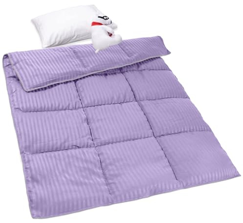ZPECC Toddler Down Alternative Comforter, 39x47 Hypoallergenic Baby Blanket Quilt, Soft Breathable Lightweight All Season Kids Duvet Insert for Crib Stroller Cot Daycare, Purple Stripe