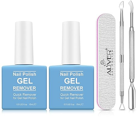 Vinimay Gel Nail Polish Remover Kits, Gel Polish Remover Removes Soak-Off Gel Polish In 3-5 Minutes, Quickly & Easily, No Soaking or Wrapping，Included Cuticle Pusher & Nail Fail Buffer