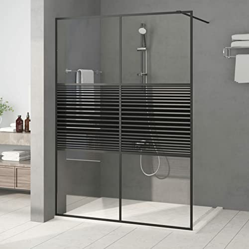 Homgoday Parete Doccia Walk in Nero 140x195 cm Vetro Trasparente ESG, Parete Doccia Fissa, Gruppo Doccia a Parete, Parete Doccia Scorrevole, Parete Doccia Walk-in per Bagno