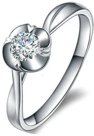 ANAZOZ Trauringe Platin 950, Ringe Moissanite 0.2 Karat und Moissanit Karat Verlobungsring Damen größe 48 (15.3)