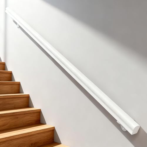 Dawselod 240cm Weißer Massivholz Handlauf | Rutschfester Treppengeländer für Zuhause | Schwerlast Sicherheitsschiene für Innen- und Außentreppen, Flure, Dachböden & Terrassen