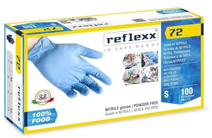 REFLEXX R72 1000 PZ Guanti nitrile uso alimentare senza polvere VARIE TAGLIE - OFFERTA - speciali per alimenti - azzurri gr. 3.9 (S)