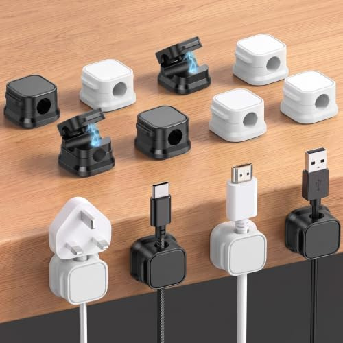 12 Stück Kabelhalter Magnetisch, Kabelhalter Selbstklebend Ladekabel Halterung Kabelmanagement Schreibtisch Cable Management für Ladekabeln HDMI USB Audiokabel