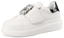 QUEEN HELENA Scarpe da Ginnastica con Strappo Sneakers con Strass Donna X31-9 (Bianco, Sistema Taglie Calzature EU, Adulto, Donna, Numero, Media, 40)