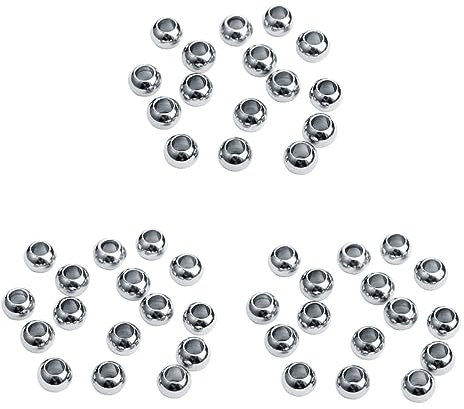 Lurrose 150stücke Edelstahlperlen Mit Großem Loch Rundperlen Für Armbänder Und Bastelprojekte Rostfrei Und Korrosionsgeschützt Für Schmuckherstellung