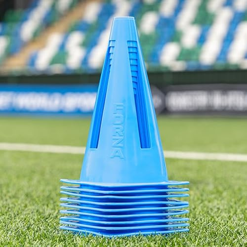 FORZA Flexi-koner [paket med 10] | Ultra-hållbara träningskoner för att förbättra och diversifiera träningspass över flera sporter – finns i 9 vibrerande färgalternativ (himmelsblå)