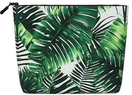 Tropical Palm Banana Leaves Versatile Travel Toiletry Bag - Fake Hemp Makeup Bag, Perfect for Daily Use & Business Trips