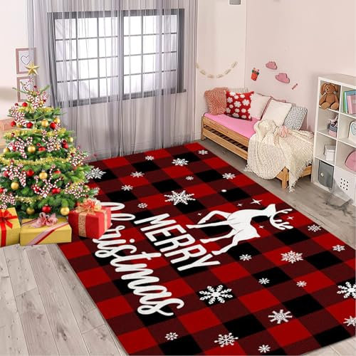 CHEFFS Weihnachtsteppich, Weihnachten Teppich Wohnzimmer 160x230cm Schlafzimmer kinderteppich Christmas Cartoon kinderzimmer, Weihnachtsdekoration (2,120 x 180 cm(BxH))