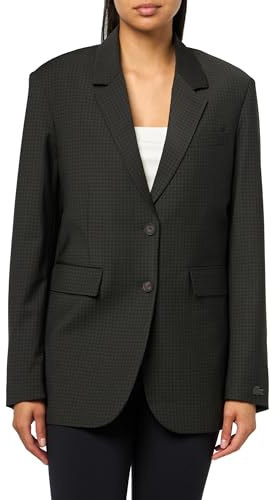 Lacoste Women's Checked Tailored Blazer, Dark Green, 4