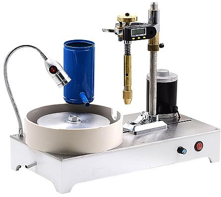 Esmeriladora de Banco, Máquina lapidaria de acero inoxidable 0-1800Rpm máquina pulidora de piedras preciosas facetadas 120W herramientas de equipo de procesamiento de Jade, para moler, pulir y taladr