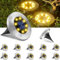 Luces Solares Para Jardín Exterior, Luces Solares de Disco Para Terraza, iluminación de Caminos Exterior con 8 LED, IP65 Resistente al agua, Para jardín, Césped, Camino, Patio, Paisaje - Blanco Cálido