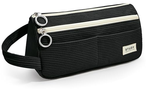 KALIDI Cord-Stoff Federmäppchen Aesthetic Mäppchen große Federmappe Mädchen Junge Teenager Erwachsene Schlamppermäppchen Pencil Case mit Tragegriff für Schule Büro