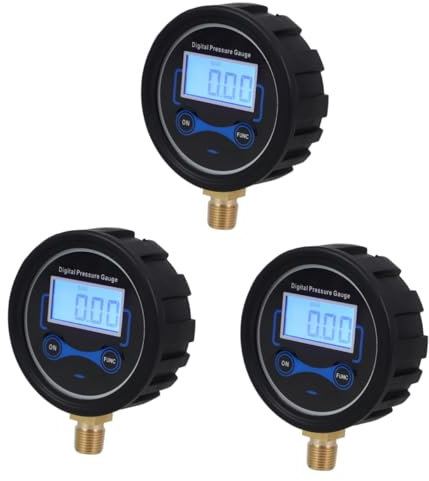 JECOMPRIS 3 Pezzi Testa display digitale attrezzo monitor della pressione dell'auto Manometro digitale per pneumatici Tester pressione pneumatici dispositivo di prova per auto plastica Black