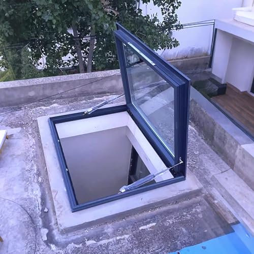 Dachausstiegsluke,Dachausstieg, Dachfenster, Mehrzweckfenster, Dachluke, Dachfenster für Schornsteinfeger, Beleuchtung und Lüftung Aluminiumschale, mit Eindeckrahmen, 2-fach Verglasung(30x24in/75x60cm