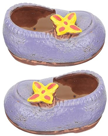 HEMOTON 1Pair Imitated Shoe Shape Planters Desktop Flowerpots for Succulents Cacti Durable Elegant Decorative Flower Pots for Use for Plant