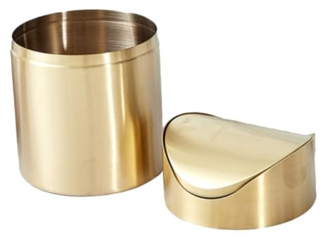 ELAYARD Petite Poubelle De Bureau Dorée En Acier Inoxydable Avec Couvercle Rabattable, Mini Corbeille à Papier Compacte, Pour Bureau, Voiture Et Salle De Bain