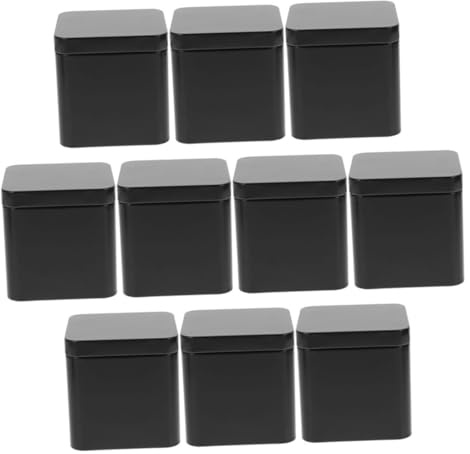 VERDANVERSE 10 pièces Boîte de Rangement Métallique Carrée avec Couvercle Contenants Vides pour Thé pour Cuisine et Bureau