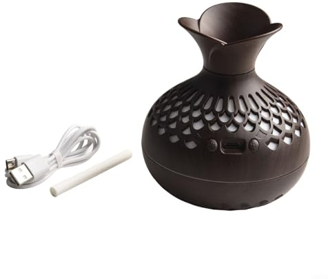 Honseadek Difusor de aceite esencial, luz LED de 7 colores, humidificador de aire aromático, niebla, diseño de jarrón de grano de madera, alimentado por USB, funcionamiento silencioso (oscuro)