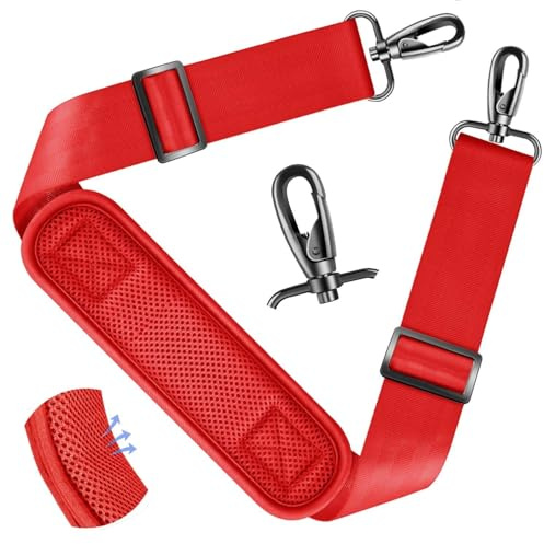 ZINZ Axelrem 59 tums universal väskrem med ultra tjock fast andningskudde Justerbar Heavy-duty axelrem för bärbar datorväska Crossbody Gym Bag Kameraväska och mer,Röd