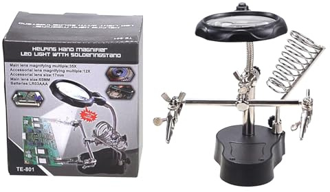 Kustimantu Lötstation, Handhelfer, schön, verstellbar, Werkzeug mit Krokodilklemme, LED-Licht zum Löten, Schmuck, Test, Bauteile Modellbau