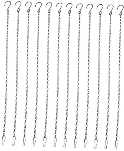 DOITOOL 12 piezas Cadenas Colgantes Negras para Plantas Cestas Faroles Comederos Soportes Decoración Jardín Multipropósito Resistente Fácil Instalar
