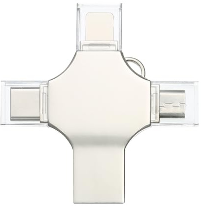 Clé USB 4 en 1 en métal pour téléphone portable, ordinateur à double usage, prise en charge USB 3 0, appareils micro iOS de type C, 16 Go