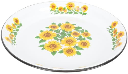 BESPORTBLE Assiette Émaillée Ronde 30 CM Extra Épaisse Plateau Alimentaire Vintage pour Fruits Plat de Service Rétro en Émail Plateau à Usage Domestique Assiette Cuisine Robuste et