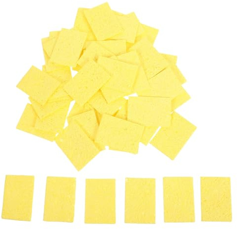 Ciieeo 50pcs Yellow Soldering Iron Cleaning Sponge High Temperature Resistant Welding Tip Cleaner Pads for Electronic Repair and Manufacturing
