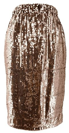 Dam paljettkjol lång paljettkjol dam midi glänsande pennkjol stretch glitterkjol knälång metallisk midikjolar bodycon vinterkjol sexig elegant rave outfit festlig maxikjol, Guld, L