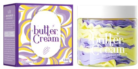 Beurre Corporel Régénérant Raisin 180g, Crème Anti-Âge et Raffermissante à l'Extrait de Pépins de Raisin, Action Repulpante Intense qui Lutte contre le Relâchement, Hydrate Durablement