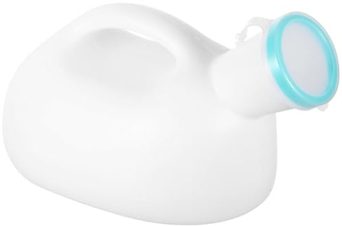 Gogogmee Urinoir Portable pour Hommes Couvercle, 1 Pièce, Plastique Blanc Solide, Récipient Urine Réutilisable, Urinoir Masculin à Usage Quotidien, pour Voyage, Seniors et Voiture