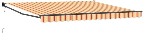 Fisinber Tenda da sole 400 x 300 cm, con braccio articolato per terrazza e giardino, tenda parasole estensibile in poliestere e alluminio con telecomando, giallo e arancione