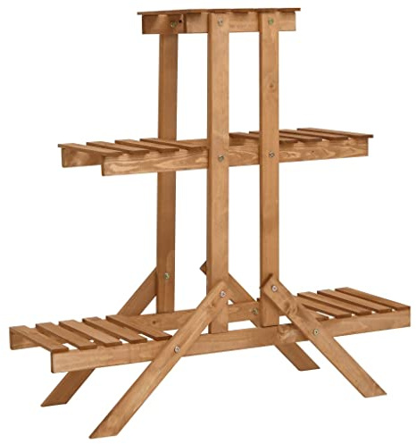 Ziaphsol Soporte para flores de madera de abeto, 83 x 25 x 83 cm, estantería con 5 baldas, para balcón, terraza, salón, jardín, jardín de invierno, presentación en esquina y soporte de maceta ordenado