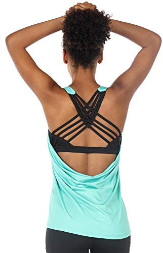 icyzone Femme Débardeur de Sport 2 en 1 - Débardeur sans Manches avec Soutien-Gorge intégré, Fitness Yoga Tank Top (L, Florida Keys)