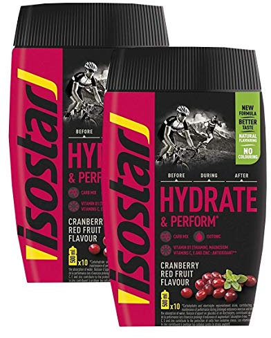 Isostar Hydrate & Perform 2x400g bevanda elettrolitica isotonica - soluzione elettrolitica per supportare le prestazioni atletiche - mirtillo rosso, confezione da 2