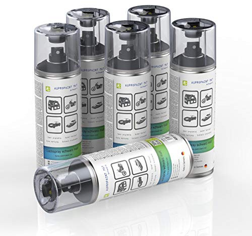 AUPROTEC AUPROPAINT Matt - Set di 6 spray per auto, colore: nero opaco, 6 x 400 ml