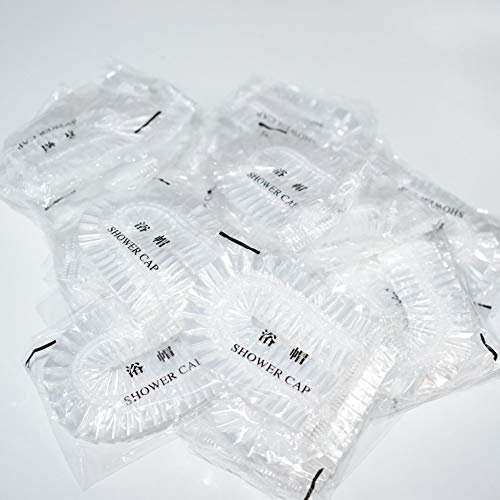 Lansonee 35PCS Disposable Shower Caps,Individually Packaged.Home Hotel and Hair Salon Plastic Clear Elastic Bath Cap(44 CM)
