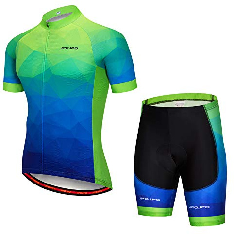 JPOJPO Herren Radtrikot Set Radtrikot Kurzarm + Männer Radhose mit 5D Sitzpolster MTB Fahrradbekleidung